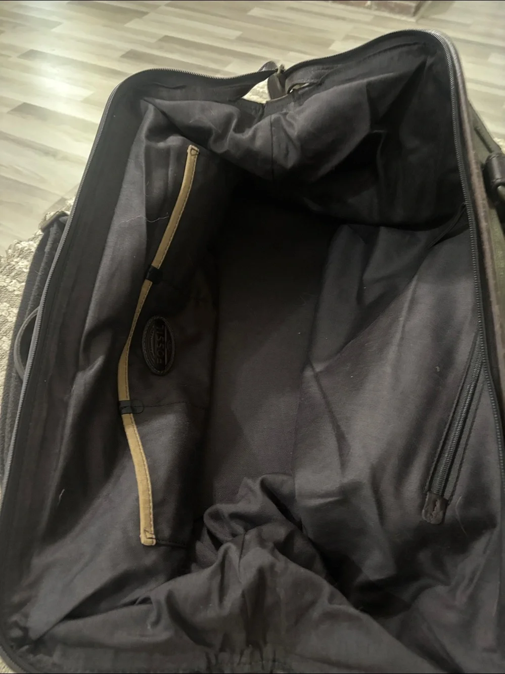 Fossil Duffel Waxed Canvas Weekender Travel Bag Brown Leather Wax Patina